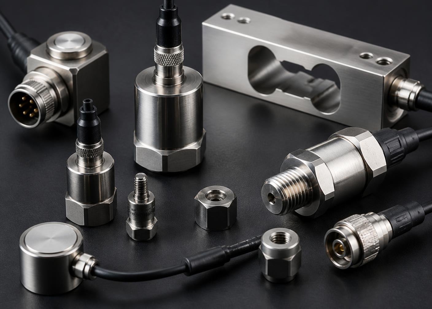 Precision sensors and transducers including accelerometers, load cell and pressure transducer
